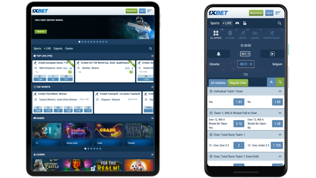 1xBet mobile site for tablets and smartphones