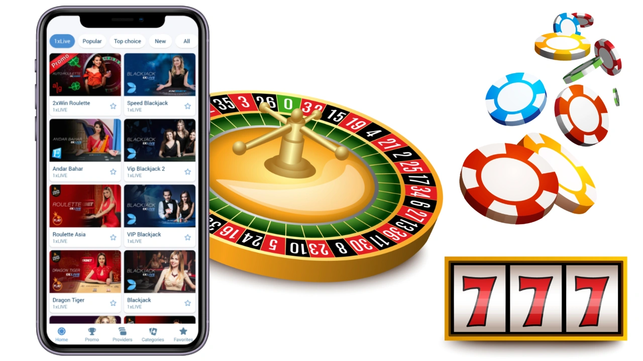 Live casino in the 1xBet mobile app