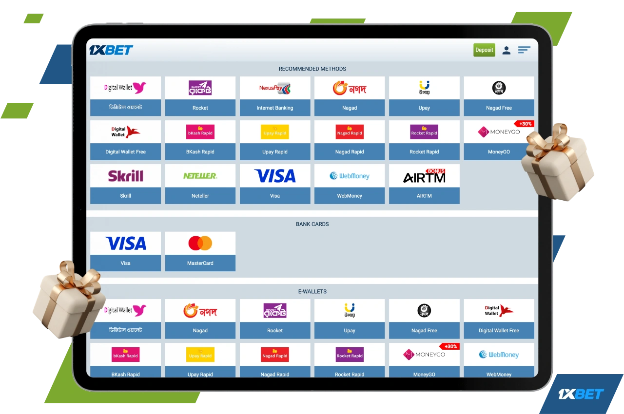 1xBet Bagladesh has special bonuses for deposits