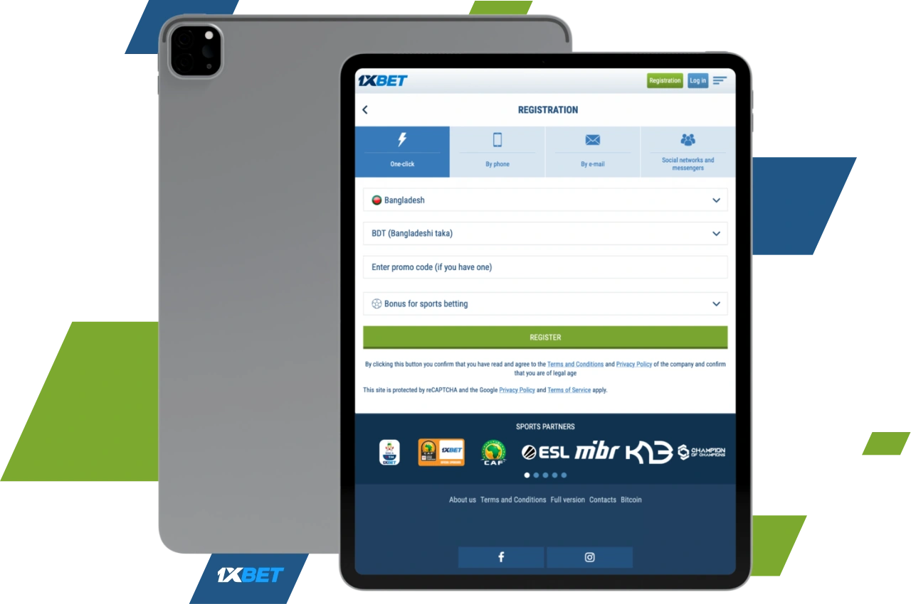 1хBet Bangladesh ব্যবহারকারীদের সুবিধার জন্য একটি নতুন অ্যাকাউন্ট নিবন্ধনের জন্য বেশ কয়েকটি বিকল্প রয়েছে