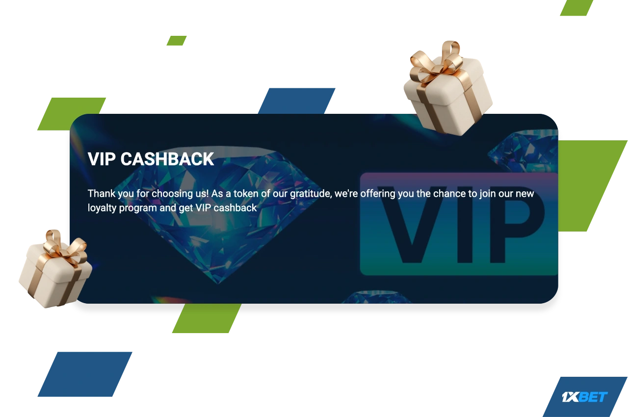 Loyal customers of 1xBet Bangladesh will receive cashback, the amount of which depends on the level of