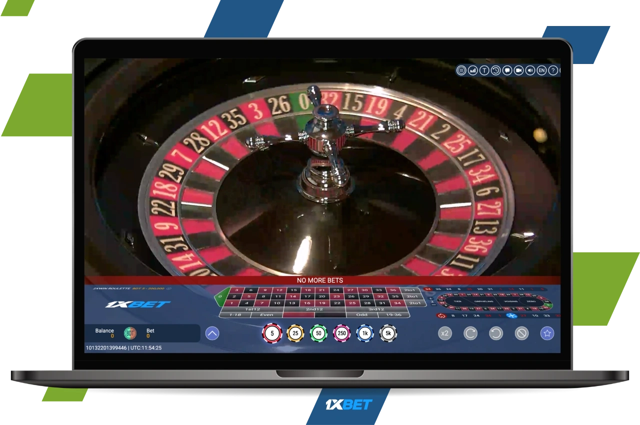 In the live casino 1xBet presents different variants of the popular game roulette