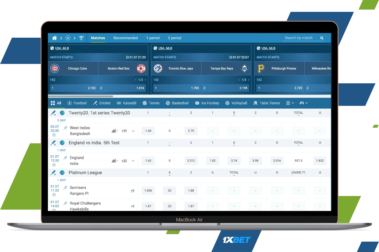 Using 1xBet for PC you can bet on sports, cybersports and virtual sports
